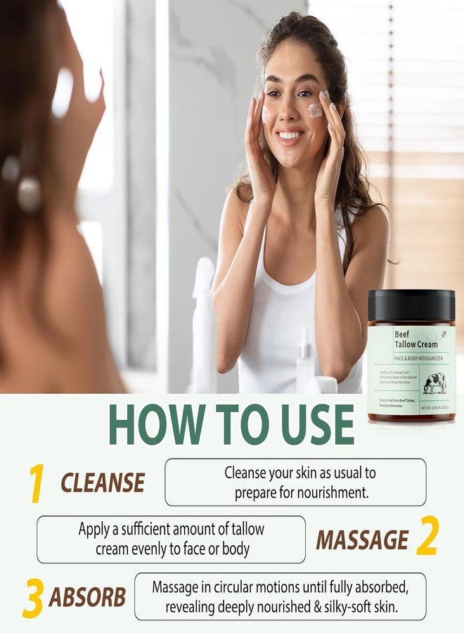 سكاي نيست دهن البقر للبشرة - بلسم مخفوق من دهن البقر والعسل مع دهن البقر الذي يتغذى على العشب - مرطب يومي عضوي للوجه والجسم - تغذية عميقة للبشرة الحساسة - 127 غرام - Image 4